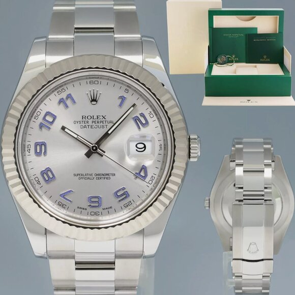 Rolex Men's 41mm Arabic Fluted Dial With Box and Hangtag - Picture 2 of 5